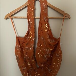 Sequin Embellished Halter Top